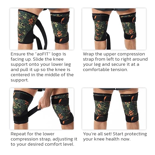 Knee Brace (1 Pair) Adjustable Strap 7mm Neoprene Knee Compression Sleeve Knee Support for Men Women for Training & Fitness, Weightlifting, Black XX-Large