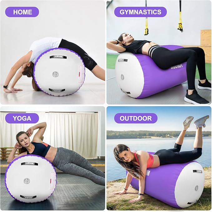 AWSUM Air Roller Gymnastics Barrel Inflatable Tumbling Mat Back Handspring Trainer for Octagon Mat Gym Home Gymnastics Equipment 1PCS,No Electric Pump