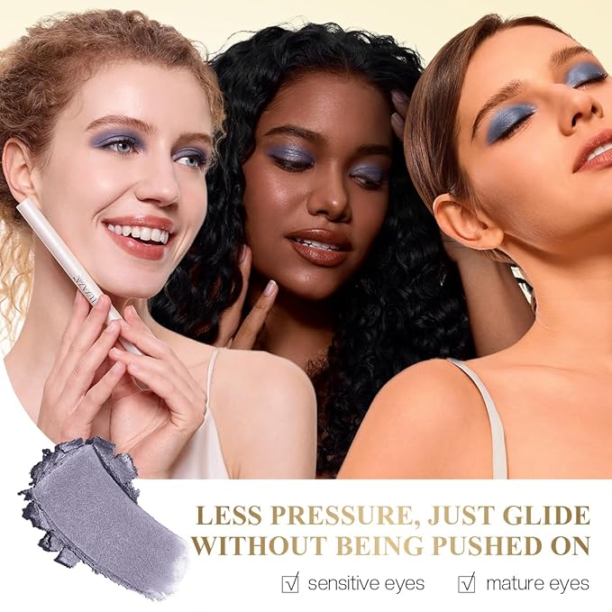Eyeshadow Makeup Stick, Cream Shimmer, Eyeshadow Highlighter Makeup Eye Brightener Pencil Sticks Cosmetics, with Built-in Brush and Sharpener