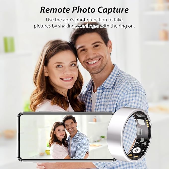 Smart Ring for Women Men Fitness Ring with Heart Rate, Blood Oxygen, Blood Pressure, Sleep Tracker, Step Tracker, IP68 Waterproof Health Ring for iOS & Android,No Subscription Fee (Silver, 7#)