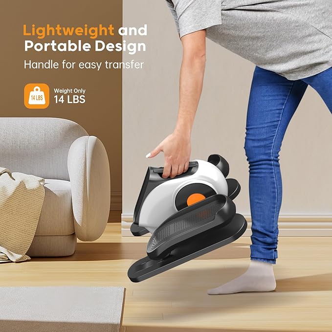 Under Desk Elliptical, 2-in-1 Electric Pedal Exerciser for Seniors, 10 Resistance Levels, 10 Speeds, 3 Auto Modes, Quiet Leg Exerciser with Remote, Fully Assembled, Non-Slip Pedals