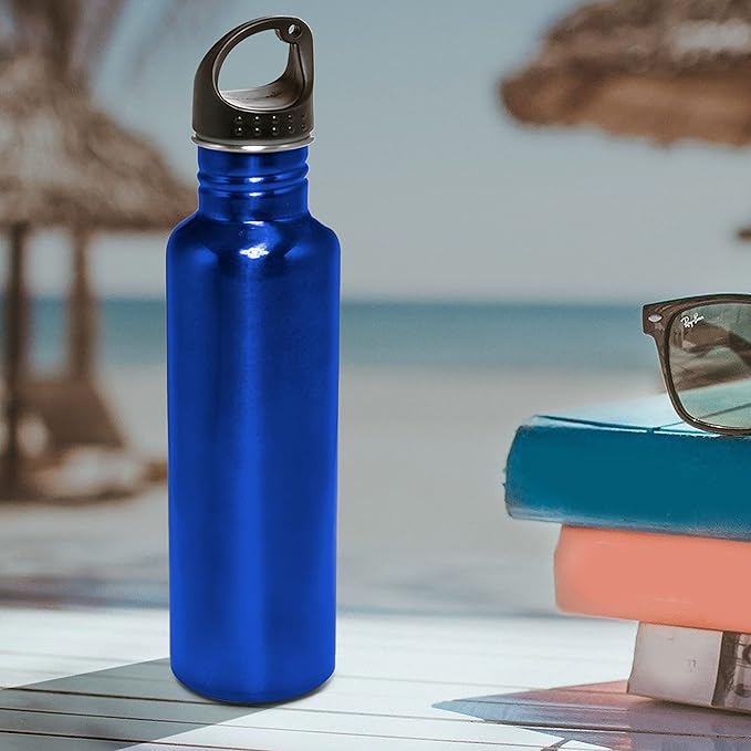 DISCOUNT PROMOS Stainless Steel Water Bottles 26 oz. Set of 10, Bulk Pack - Reusable, Leak Proof, Perfect for Gym, Hiking, Camping, Outdoor Sports - Met Blue