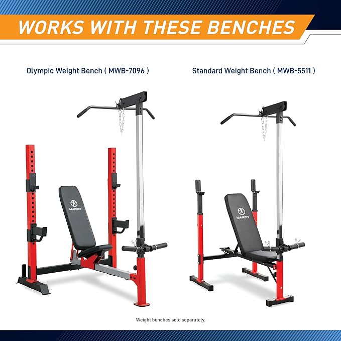 Marcy Standard & Olympic Adjustable Weight Benches and Accessories - Build You Own Home Gym with Optional Attachments Available: Lat Tower, Leg Developer, and Arm Curl for Full Body Exercise and Strength Training