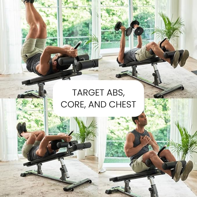 Finer Form Semi-Commercial Decline Sit Up and Flat Weight Bench. Adjustable Fitness Equipment and Exercise Bench for Abs, Crunches, and Strength Training. Great Workout Equipment for the Home Gym.