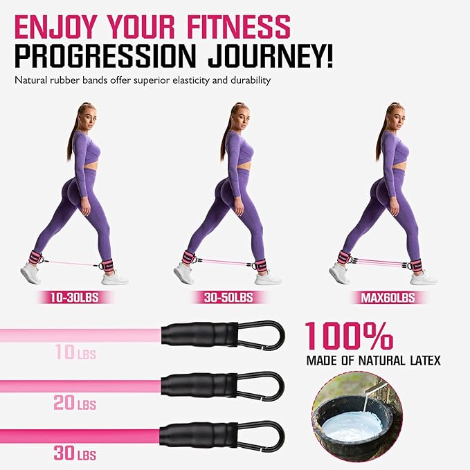 Ankle Resistance Bands with Cuffs, Home Gym Workout Equipment, Lifting Glute Butt Exercise Equipment for Women, Ankle Weights Fitness Set, Leg Booty Equipment for Training Perfect Body Shape
