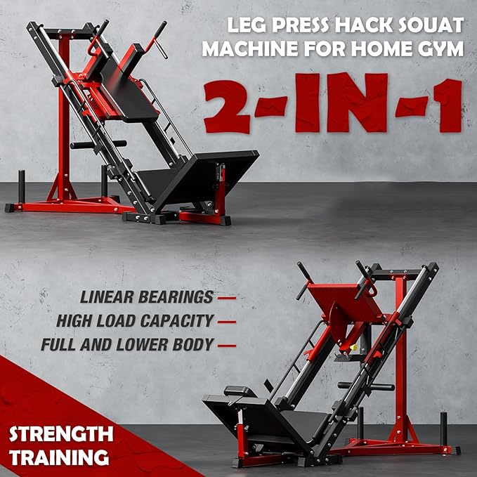 ONNO Leg Press Hack Squat Machine Combo,Adjustable Leg Exercise Machine with Linear Bearing for Home Gym,Specialty Hack Squat Machine for Lower Body Workout with Weight Storage Posts