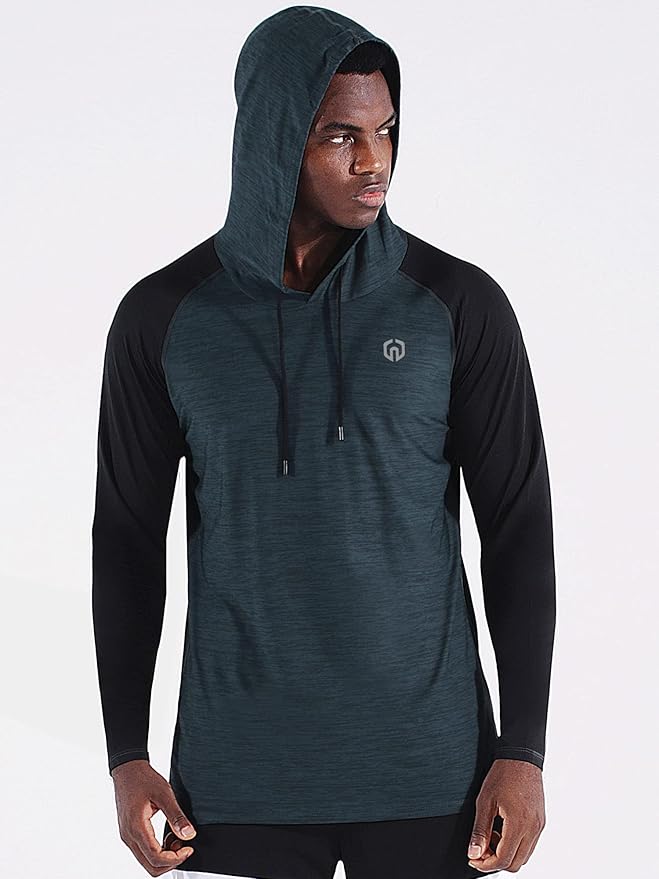 NELEUS Men's Dry Fit Athletic Shirt Workout Running Long Sleeve Shirts with Hoods