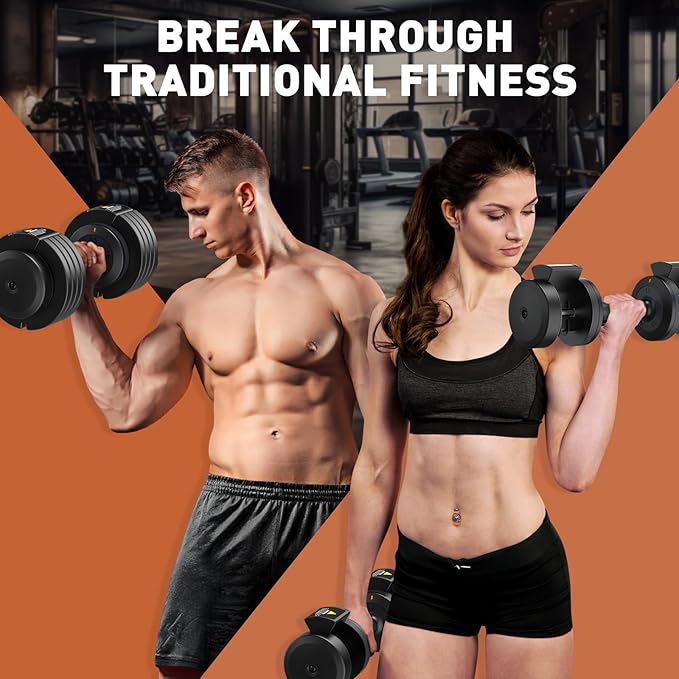 XDDIAS Adjustable Dumbbell Set of 2, 25/55/80LB Dumbbell Set-Fast Adjust Weights Set, 5/10/16 in 1 Free Weights Dumbbells Set with Anti-Slip Metal Handle, Compact Size for Men/Women Home Gym Equipment