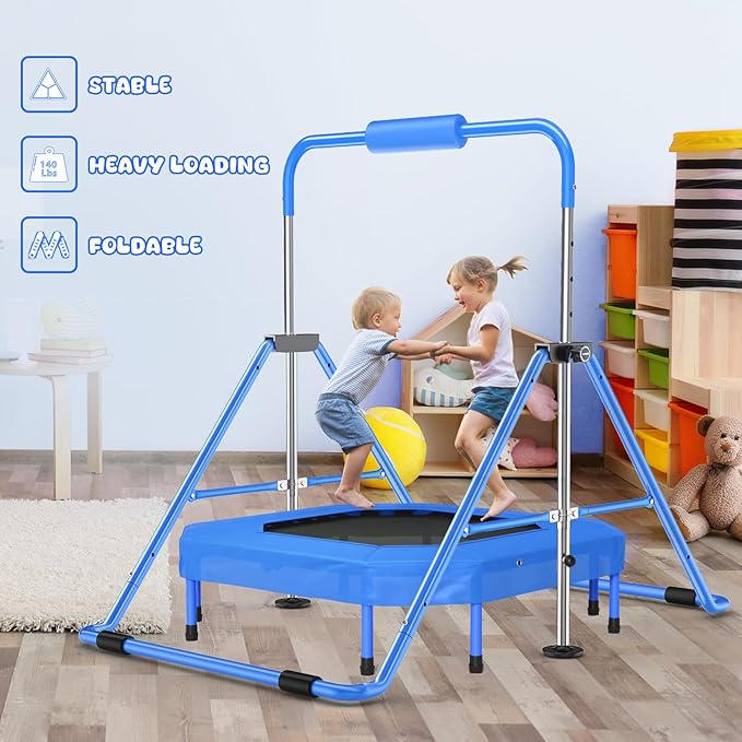 Safly Fun Foldable Gymnastics Bar for Kids, Adjustable 35"-51", Sturdy 145 lbs Capacity, Easy-to-Assemble, Gymnastics Equipment for Kids for Indoor/Outdoor Training