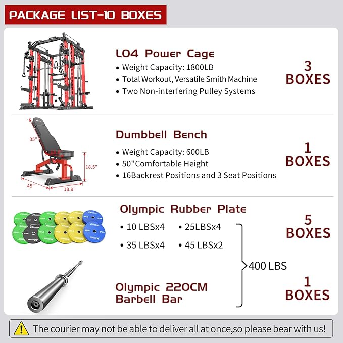 Smith Machine, Multi-Purpose Strength Power Cage with Cable Crossover System and More Training Accessories,Squat Rack Power Rack,Suitable for Home Gyms