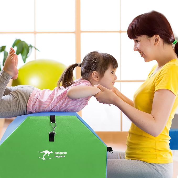 Kangaroo Hoppers Gymnastics Octagon Tumble Mat 24"x26" / 19"x23" with Carrying Handles, Somersault Backbend Tumbling Trainer for Home Gym Exercise