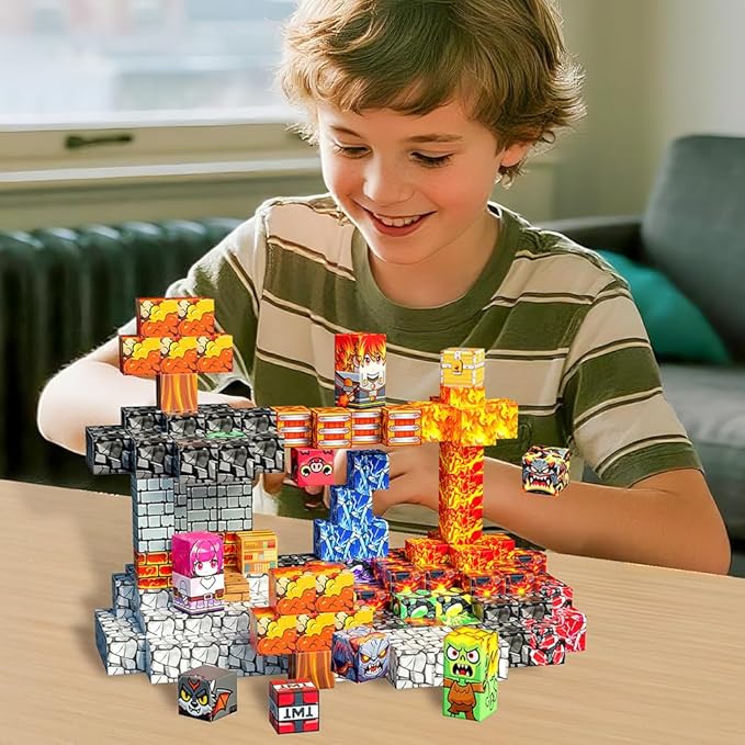 150 PCS Magnetic Blocks - Building Block for Kids Ages 4-8, Magnet Blocks Cubes Tiles Constructions Toys Girl Boy, STEM Educational Stacking Toy, Play Game Preschool Learning Gifts
