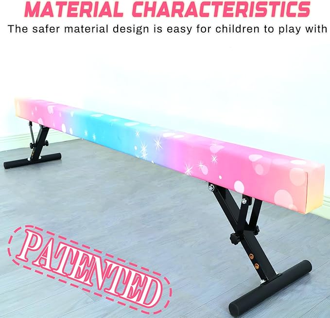 Adjustable Balance Beam for Kids, 8FT Gymnastics Beam with Anti-Slip Legs, High and Low Floor Beam for All Gymnastics Levels, Professional Gymnastic Equipment for Home, Gym Center