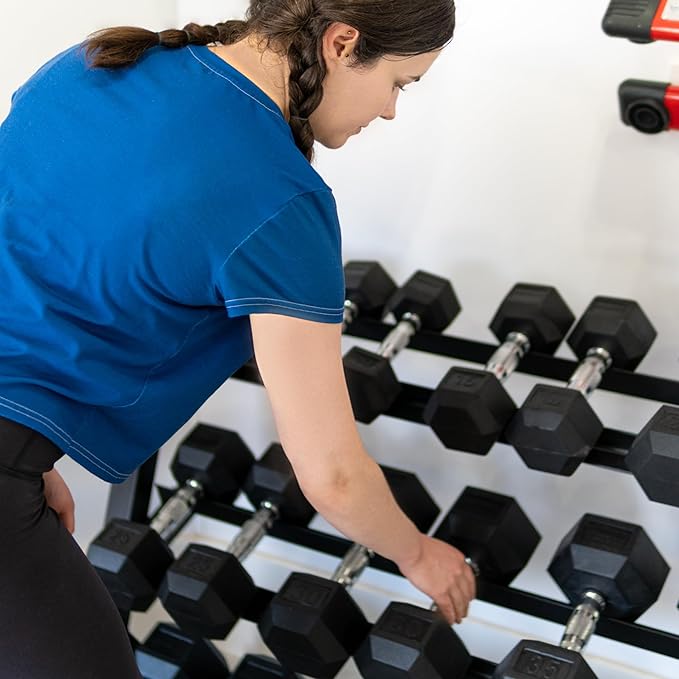 Synergee Dumbbell Rack for Home Gym – 3 Tier Adjustable Weight Rack for Dumbbells – Space-Saving Storage Shelf – Available in 38" or 46" – Heavy Duty Steel Frame – Easy Assembly