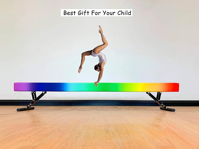 MARFULA Adjustable Balance Beam 8 ft Gymnastic Beam Adjustable Height for Kids and Teenage of All Gymnastic Levels, Gymnastic Training Beam Gymnastic Equipment for Athlete Home and Gym Club Use