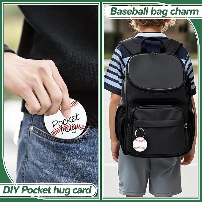 12 Pcs Baseball Luggage Tags for Suitcases Travel Suitcase Labels with Metal Ring 2.75in Baseball Keychain, PVC Name Id and DIY Pocket Hug Card Backpack Charms for Men Women Travel Bag Suitcase