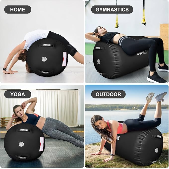 AWSUM Air Roller Gymnastics Barrel Inflatable Tumbling Mat Back Handspring Trainer for Octagon Mat Gym Home Gymnastics Equipment 1PCS,No Electric Pump