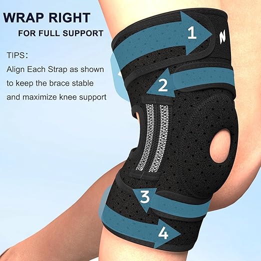NEENCA ELITE Knee Brace for Men & Women - Open-Back Knee Support with Side Stabilizers & Patella Support for Meniscus Tear, Arthritis Pain, Injury Recovery, Running, Sports (Black, Medium)