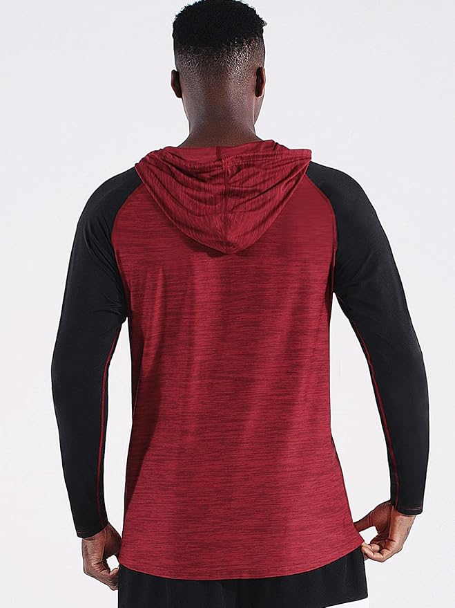 NELEUS Men's Dry Fit Athletic Shirt Workout Running Long Sleeve Shirts with Hoods