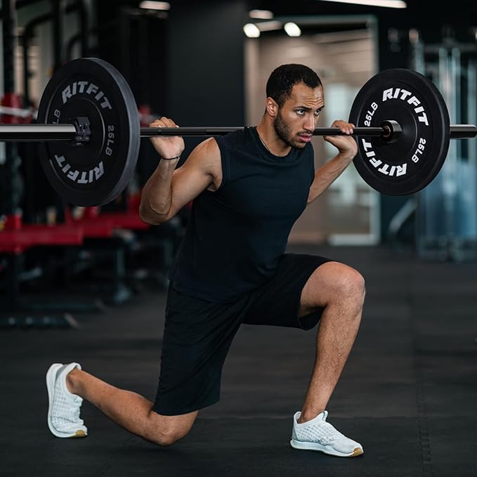 RITFIT 7FT Olympic Barbell for Strength and Weightlifting Training - 2 Inch Olympic Bar for Squat, Deadlift, Bench Press, Curl, Overhead Press - 600lbs/1000lbs/1200lbs Capacity