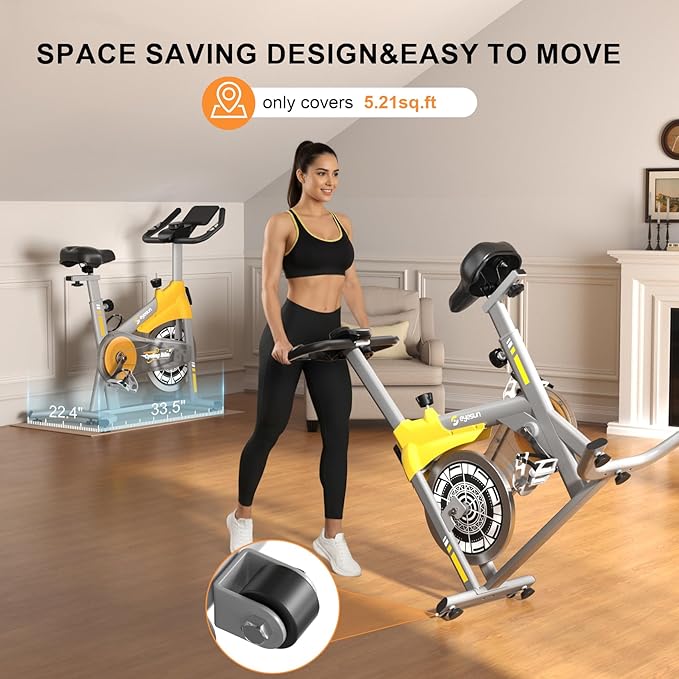 Exercise Bikes for Home,Indoor Cycling Bike with Adjustable Magnetic,Brake Pad Resistance Silent Belt Drive,330lbs Weight Capacity &Upgraded Version Seat for Home Cardio&Weight Loss