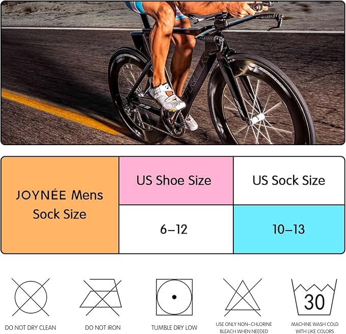 JOYNÉE Mens Ankle Athletic Low Cut Socks Running Sports Cushioned Sock for Men 6 Pack