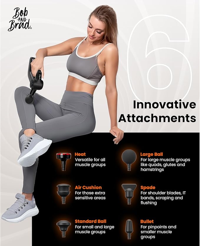 BOB AND BRAD D5 Pro Plus Massage Gun with Heat, FSA-HSA Eligible, 13mm Amplitude Deep Tissue Percussion Massage Gun with Max Power for Muscle Therapy, Professional Muscle Massager, Christmas Gifts