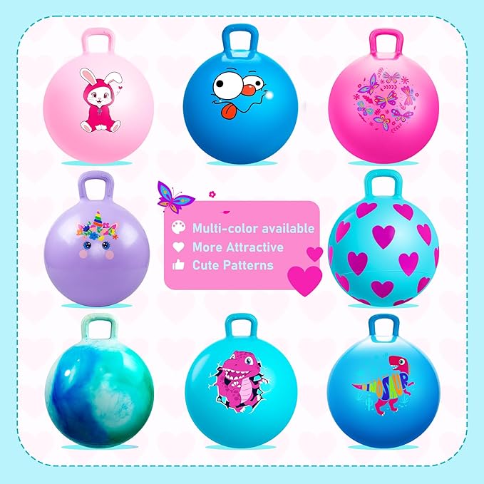 EVERICH TOY Hopper Ball,15In Sit On Bouncy Balls with Handle, Purple Heart Girls Toys for Indoor Outdoor Active Play Toys, Inflatable Christmas Hopping Toy for Girls Boys Gifts 3 4 5 6 7 Yr Old
