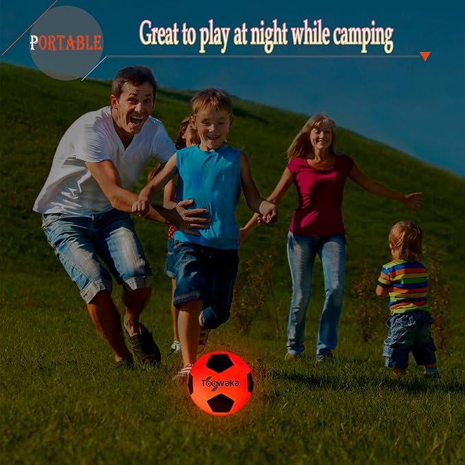 Light up Soccer Ball,Glow in The Dark Soccerball with LED Lights Pre-Installed-Batteries Included
