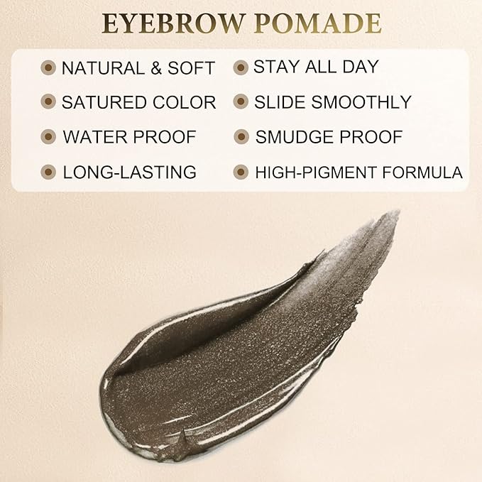 LAVONE Eyebrow Stamp Pencil Kit for Eyebrows, Makeup Brow Stamp Trio Kit with Waterproof Eyebrow Pencil, Eyeliner, Eyebrow Pomade, and Dual-ended Eyebrow Brush - Ebony