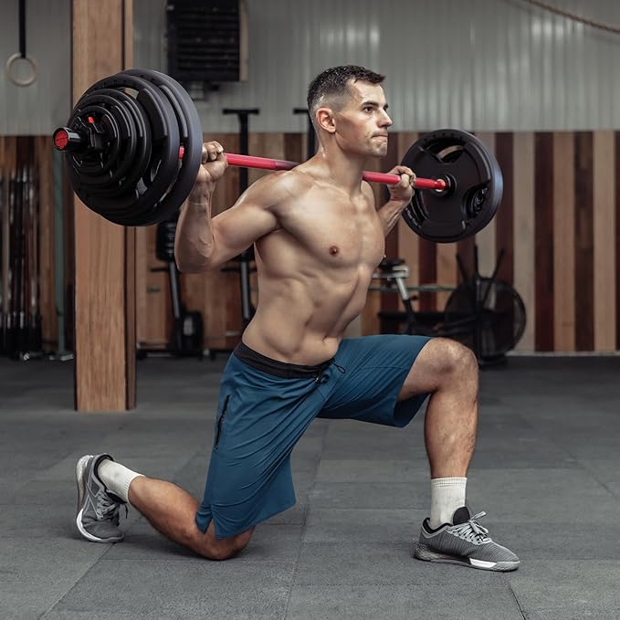 RitFit Barbell Weight Set - 4/6FT Olympic Barbell with Weight Plates (55-275LB Total) - Weightlifting Equipment for Squats, Curls, Deadlifts, Presses, Hip Thrusts