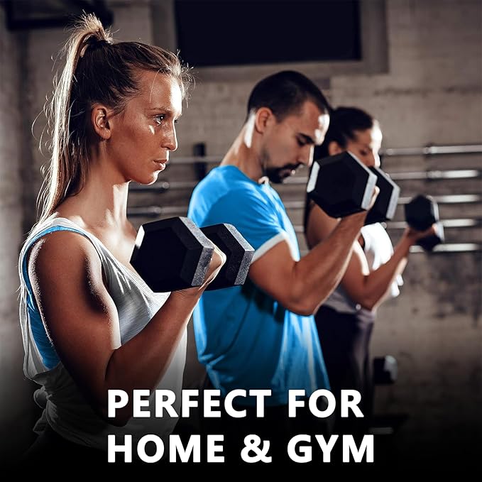 Yufer 6-10 Pair Iron and Rubber Coated Dumbbell Set 350/450/550 lbs 5-50 lbs Hand Free Weight for Strength Hex Rubber Weights with Vertical Storage Rack Fitness Home Gym Equipment