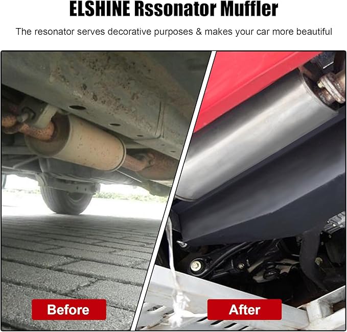 ELSHINE 2.5'' Ultra Quiet Resonator,304 Stainless Steel Exhaust Vibrant Resonator 2.5in,2.5'' Inlet & Outlet Universal Performance Muffler Resonators,silver