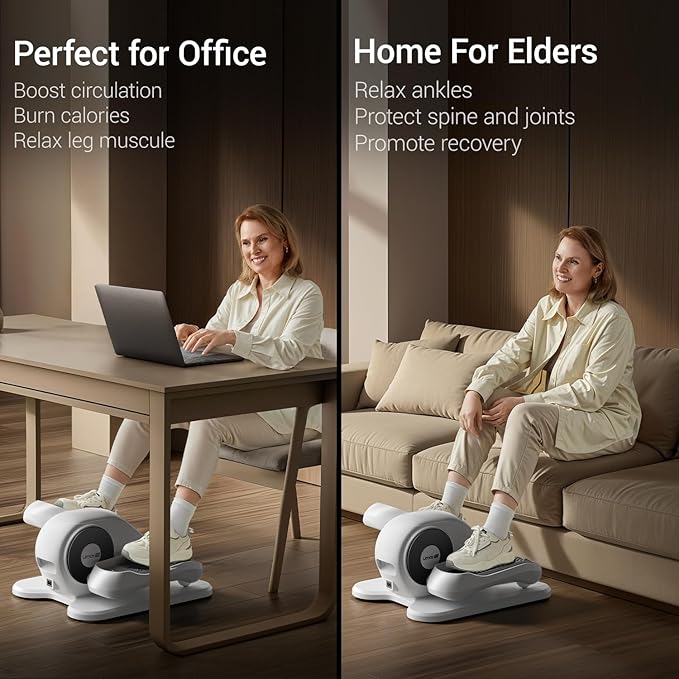 Under Desk Elliptical Machine, Electric Leg Exerciser for Seniors, Quiet & Portable Electric Seated Eclipse Exercise Training Machine with Remote, 12 Speeds & Mute Function, Manual & Auto Mode