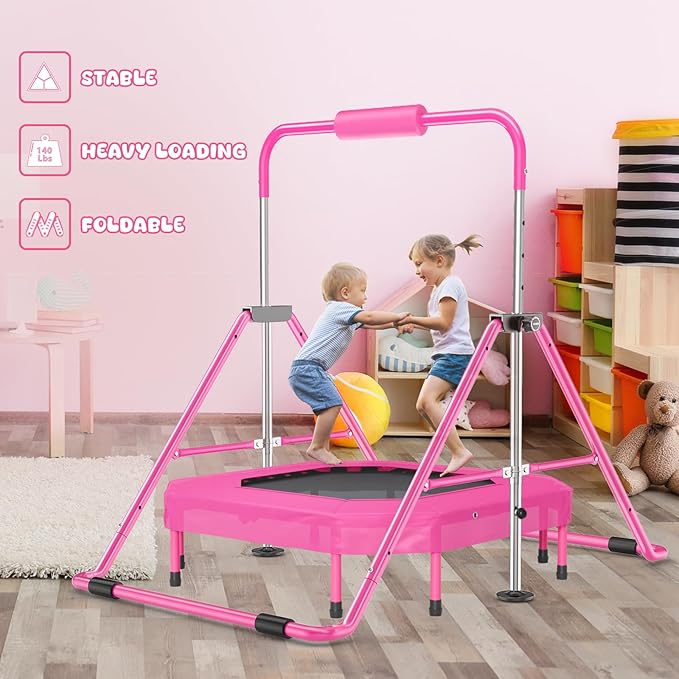 Safly Fun Foldable Gymnastics Bar for Kids, Adjustable 35"-51", Sturdy 145 lbs Capacity, Easy-to-Assemble, Gymnastics Equipment for Kids for Indoor/Outdoor Training