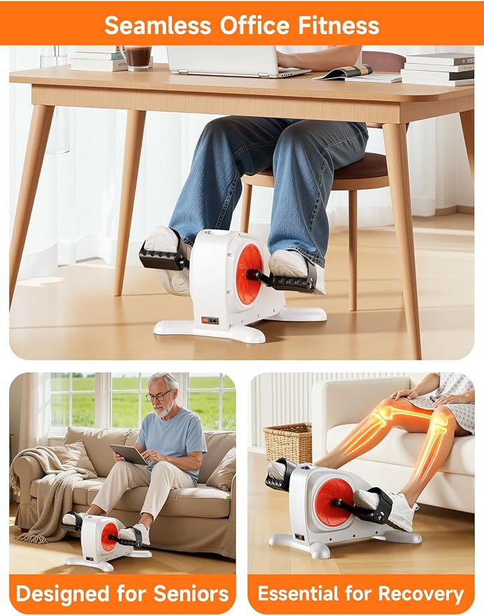 Under Desk Exercise Bike, Mini Exercise Bike Electric Pedal Exerciser for Seniors & Leg/Arm Fitness,12 Adjustable Speeds & LCD Display, Foot Exerciser for Physical Therapy, Exercise Bike for Seniors