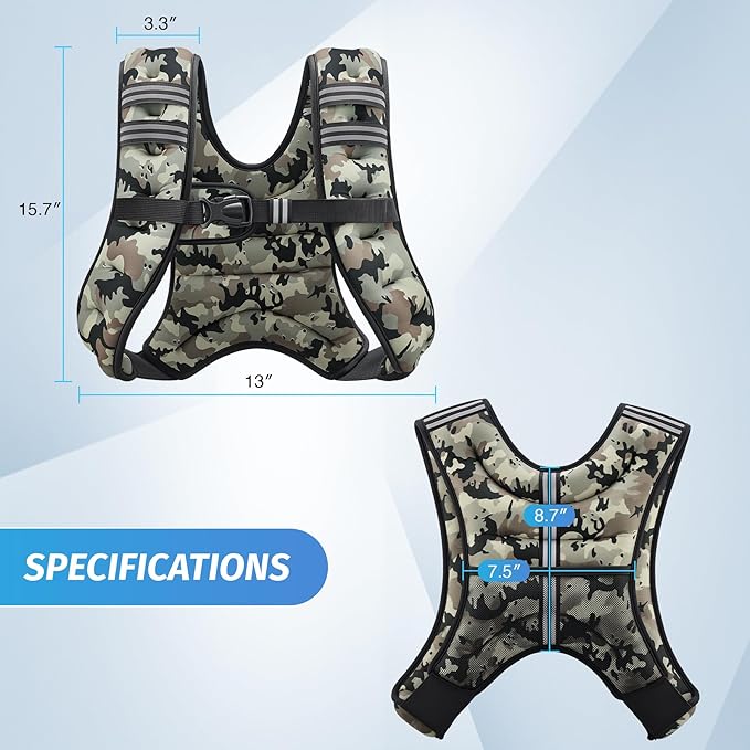 ZELUS Weighted Vest, 6lb/8lb/12lb/16lb/20lb/25lb/30lb Weight Vest with Reflective Stripe for Workout, Strength Training, Running, Fitness, Muscle Building, Weight Loss, Weightlifting