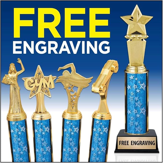 Crown Awards Customizable 11" All Star Cup Black Star Trophy Award, Engrave Now