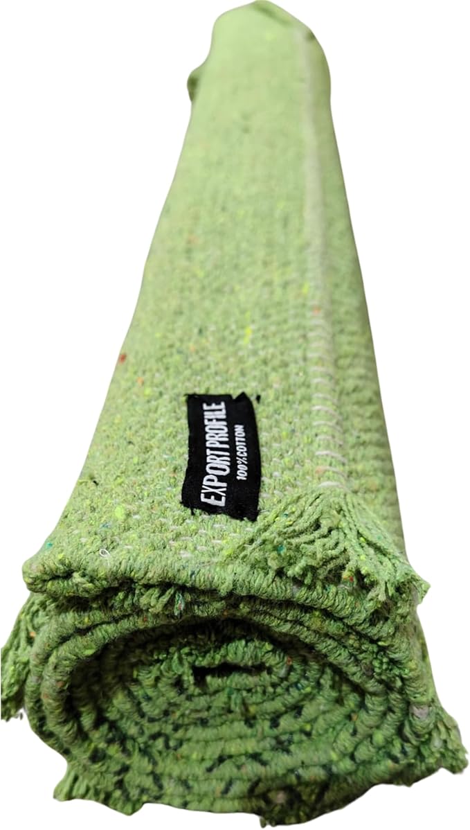 Indian Handmade100 % Organic Anti Skid Multi Colour Cotton Yoga Mat - Eco-Friendly Hand-Woven Rug - Non-Slip & Thick (24”x72”x5mm) for Hot yoga & Everyday Fitness at Home - Comfortable & Foldable Extra-Long Mat