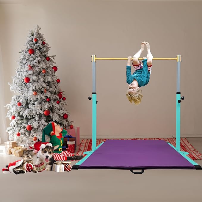GLANT Gymnastic Kip Bar,Horizontal Bar for Kids Girls Junior,3' to 5' Adjustable Height,Home Gym Equipment,Ideal for Indoor and Home Training,1-4 Levels,300lbs Weight Capacity