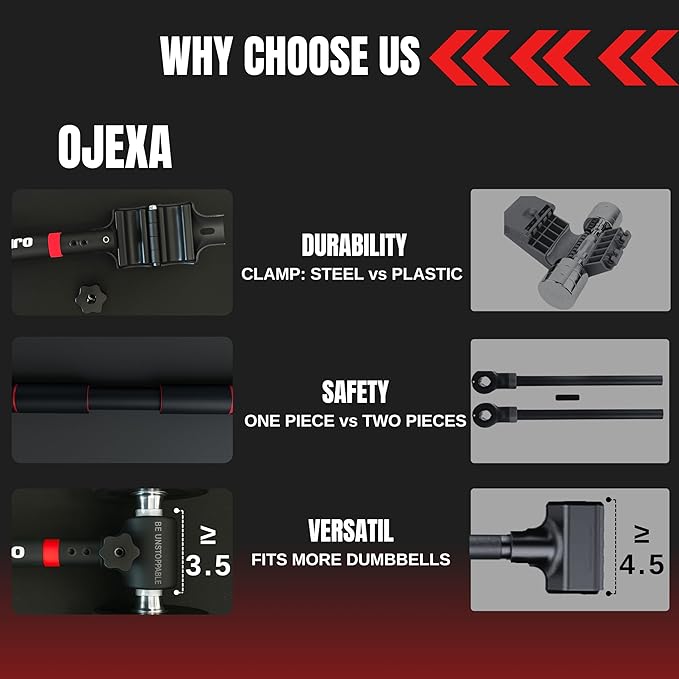 Dumbbell Converter to Barbell Set - Adjustable weights & Up to 200 lb Capacity Weight Barbell - Steel Clamp - Barbell Dumbbells Converter for Home Gym - Weight Lifting for full Body Workouts
