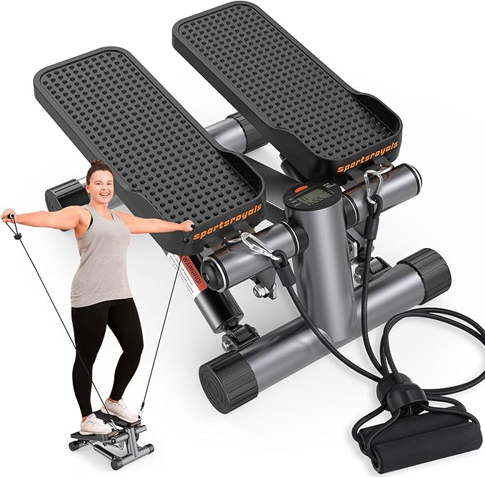 Sportsroyals Stair Stepper,Twist/Mini Stepper for Exercise at Home,Step Machine with Resistance Bands for Full Body Workout, 350lbs+ Capacity