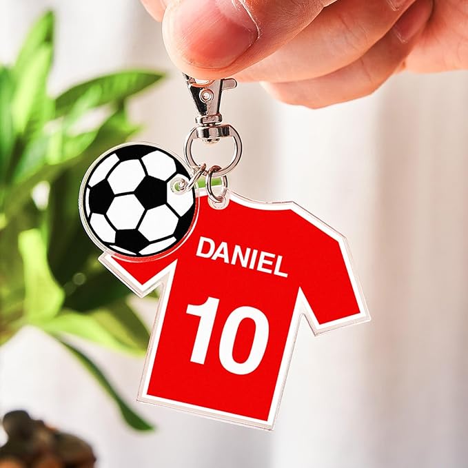 Custom Acrylic Soccer Keychain, Personalized Name on 2D Printed Soccer Uniform, Gift for Medical Professionals