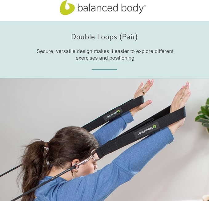 Balanced Body Double Loops, Foot and Hand Straps, Accessories for Pilates Equipment, Workout Equipment for Home Gym or Studio Use, 1 Pair