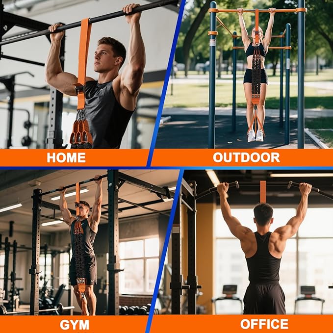 WHATAFIT Pull Up Assistance Bands, Resistance Bands for Pull Up Bar Working Out with Feet Straps ,Adjustable Heavy Duty Pull Up Assist Equipment, Home Gym Fitness Exercise Strength Muscle Training