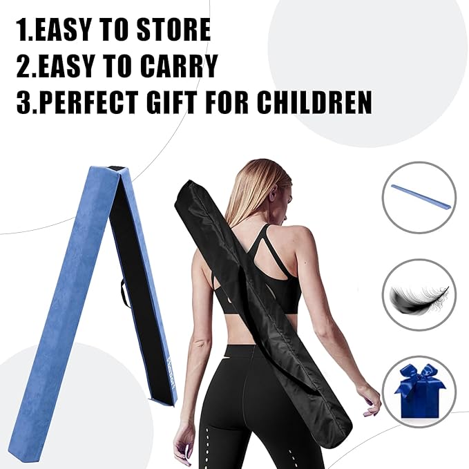 8FT/9.5FT Folding Balance Beam, Portable Gymnastics Beam Equipment with Non Slip Rubber Base & Suede Cover for Training/Practice/Professional Home Exercise