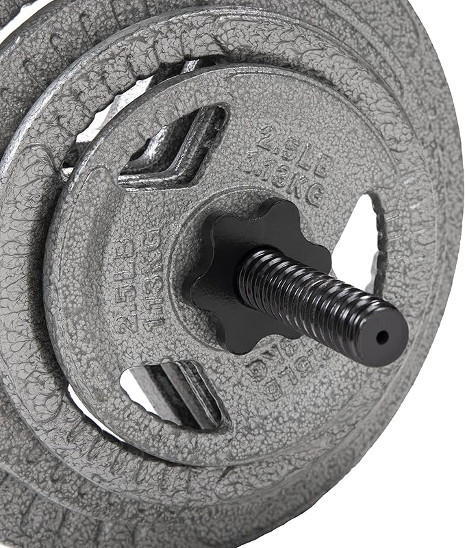 Fitvids Barbell Weight Set, Cast Iron 1" Standard Weight Plates Including 5FT Standard Barbell Bar & Star Locks, 95 Pounds Set (85 Lbs Plates + 10 Lbs Barbell Bar), Multiple Packages