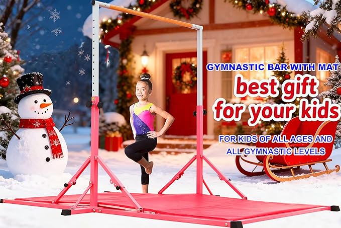 Marfula Gymnastic Bar For Kid and Teenage of 3-25, 5Ft/8 FT Base Length 4Ft Width 5Ft Adjust Height, Gymnastic Kip Bar For Gymnast, Gymnastic Training Equipment For Professional Training Home Club Use