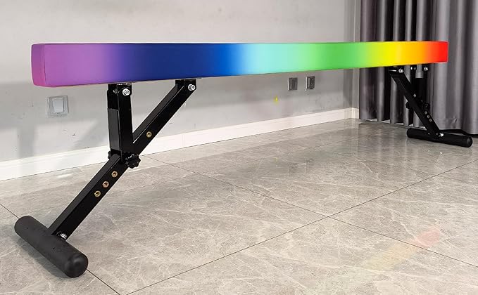 PreGymnastic 8FT Balance Beam, Raised Gymnastics Beam for Kids Ages 3-12, Home Gym Equipment for Training, Adjustable Balancing Beam Indoor, Off-Ground Competition Style