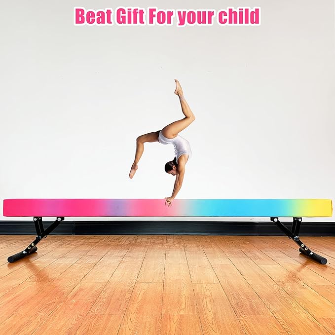 MARFULA Adjustable Balance Beam 8 ft Gymnastic Beam Adjustable Height for Kids and Teenage of All Gymnastic Levels, Gymnastic Training Beam Gymnastic Equipment for Athlete Home and Gym Club Use